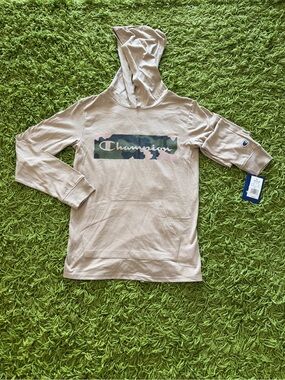 Champion Kids Beige Hoodie with Camo Logo